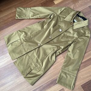 New without tags Tan Satin Jacket with Leopard Lining